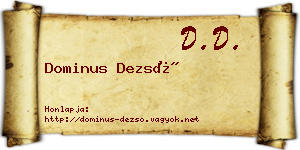 Dominus Dezső névjegykártya